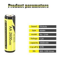Аккумулятор AA 2600mAh, 1.2V Ni-MH, rechargeable battery, LiitoKala, blister 4 pcs