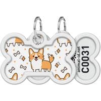 Адресник для животных  WAUDOG Smart ID с QR паспортом "Корги", косточка 40х28 мм (0640-0212)