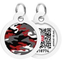 Адресник для животных WAUDOG Smart ID с QR паспортом "Камо серый", круг 30 мм (230-0215)