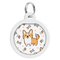 Адресник для животных WAUDOG Smart ID с QR паспортом "Корги", круг 25 мм (0625-0212)