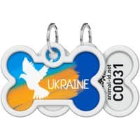 Адресник для животных  WAUDOG Smart ID с QR паспортом "Флаг", косточка 40х28 мм (0640-0229)