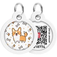Адресник для животных  WAUDOG Smart ID с QR паспортом "Корги", круг 30 мм (230-0212)