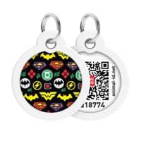 Адресник для животных  WAUDOG Smart ID с QR паспортом "Супергерои логомания" круг  30 мм (230-1014)
