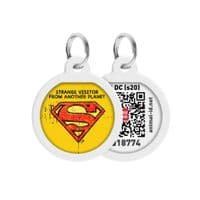 Адресник для животных  WAUDOG Smart ID с QR паспортом "Супермен винтаж" круг 30 мм (230-1011)
