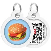 Адресник для животных  WAUDOG Smart ID с QR паспортом "Гамбургер", круг 25 мм (225-4037)