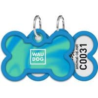 Адресник для животных   WAUDOG Smart ID с QR паспортом "Градиент голубой", косточка 40х28 мм (231-4036)