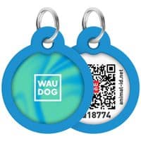 Адресник для животных  WAUDOG Smart ID с QR паспортом "Градиент голубой", круг 25 мм (225-4036)