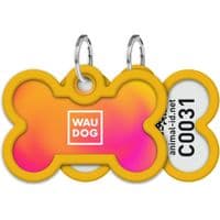 Адресник для животных  WAUDOG Smart ID с QR паспортом "Градиент оранжевый", косточка 40х28 мм (231-4035)