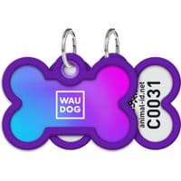 Адресник для животных  WAUDOG Smart ID с QR паспортом "Градиент фиолетовый", косточка 40х28 мм (231-4034)
