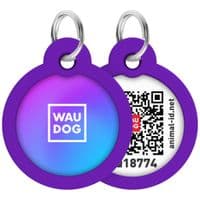 Адресник для животных  WAUDOG Smart ID c QR паспортом "Градиент фиолетовый", круг 25 мм (225-4034)