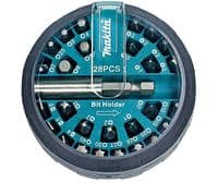 Біти Makita, набір 28шт, магнітний бітотримач, 25мм, SL,PH,PZ,H,T, кейс