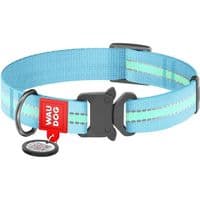Ошейник для животных WAUDOG Nylon с QR паспортом металлическая пряжка-фастекс Ш 20 мм Д 28-40 см голубой (52132)