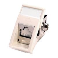 Mod Mosaic 22.5x45mm Straight Module, Shuttered, 1xRJ45 DG+ 568A/B STP PowerCat 6, White