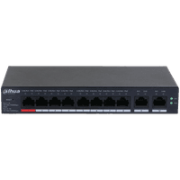 8-портовый гигабайтный управляемый PoE коммутатор DH-CS4010-8GT-110 с 8 портами POE 1000Мбит + 2 порта UP-Link 1000Мбит, 190x106x30 мм