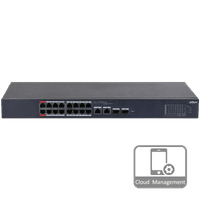 16-портовый управляемый PoE коммутатор DH-CS4218-16ET-190 с 16 портами POE 100Мбит + 2/UP-Link 1000Мбит + 2/SFP 1000Мбит, 190Вт, 440x220x44 мм