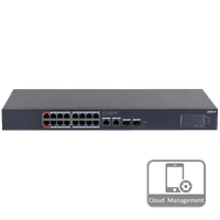 16-портовый гигабитный управляемый PoE коммутатор DH-CS4220-16GT-190 с 16/POE 100Мбит + 2/UP-Link 1000Мбит + 2/SFP 1000Мбит, 440x220x44 мм