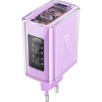 Зарядний пристрій ACEFAST A45 Sparkling series PD65W GaN (2*USB-C+USB-A) charger Purple alfalfa