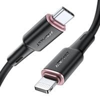 Кабель ACEFAST C2-01 Type-C to iP 3A, 20W, силікон 1.2m, роз'єми цинк, Black
