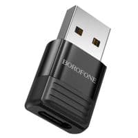 Переходник Borofone BV18 USB2.0(M) =&amp;gt; Type-C(F), Black, Blister