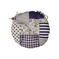 Подушка на стілець Прованс Печворк синій Господиня D-40 см (4823093451209)