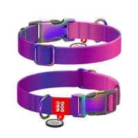 Ошейник для животных WAUDOG Nylon Recycled с QR паспортом градиент XL фиолетовый (46509)