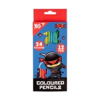 Олівці кольорові Yes Ninja (синьо червоний), двосторонні 12 шт. 24 кол (290749)