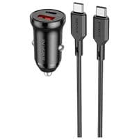 Автомобильное зарядное устройство BOROFONE BZ18A PD20W+QC3.0 автомобильный зарядник (Type-C to Type-C) Black