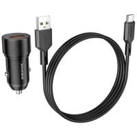 Автомобильное зарядное устройство BOROFONE BZ19A Wisdom single port QC3.0 car charger set(Type-C) 18W Black