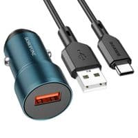 Автомобильное зарядное устройство BOROFONE BZ19A Wisdom single port QC3.0 car charger set(Type-C) 18W Sapphire Blue