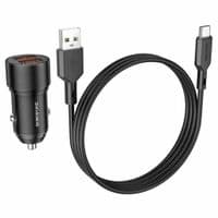 Автомобільний зарядний пристрій BOROFONE BZ19 Wisdom dual port car charger set(Type-C) Black