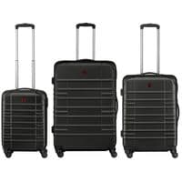 Набор чемоданов Wenger, Amplar 3 в 1, (S,M,L), пластик, 4 колеса, черный