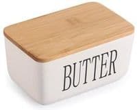 Масляна Ardesto Midori 16.5х10х8см, кераміка, бамбук, біла