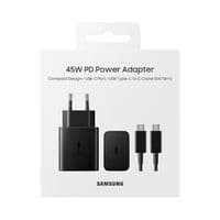 Сетевая зарядка SAMSUNG 45W Compact Power Adapter (w C to C Cable) EP-T4510XBEGEU / Черная