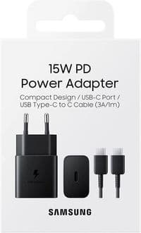 Мережева зарядка SAMSUNG 15W Power Adapter (w C to C Cable) EP-T1510XBEGEU / Чорна