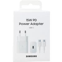 Мережева зарядка SAMSUNG 15W Power Adapter (w C to C Cable) EP-T1510XWEGEU / Біла