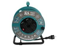 Подовжувач мережевий Konner&Sohnen KSCR-25M KS 2E 4хТип F, 3х2.5мм кв, 16A, на котушці, 25м, зелений