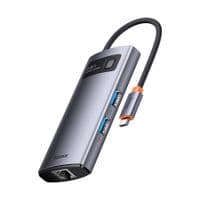 Багатофункціональна док-станція USB-HubBaseus Metal Gleam Series 4-in-1 Type-C HUB Grey (від Type-C до USB3.0*3+RJ45*1)