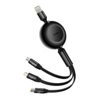 Кабель Baseus Bright Mirror 2 Series Retractable 3-in-1 Fast Charging Data Cable USB to M+L+C 66W 1.1m Black