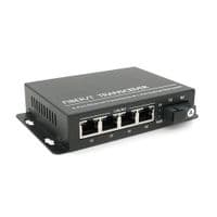 4х портовий медіаконвертор ONV-0110S-SCX-S4-A, 4*100М RJ45 + 1*SC порт (1310 / 1550nm, 20km)