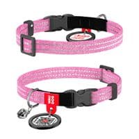 Ошейник для животных WAUDOG Re-cotton с QR паспортом, пластиковый фастекс XS розовый (16427)