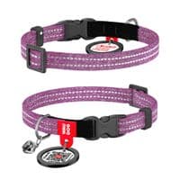 Ошейник для животных WAUDOG Re-cotton с QR паспортом, пластиковый фастекс XS фиолетовый (16429)