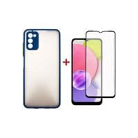 Чехол для мобильного телефона Dengos Kit для Samsung Galaxy A03s case + glass (Blue) (DG-KM-25)