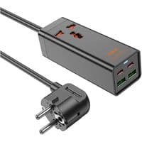 Сетевой удлинитель HOCO AC10A Barry PD65W GaN (2C2A with 1 socket) desktop charger Black