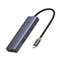 USB Hub Baseus Flite 6-Port Type-C to HDMI4K 60Hz*1+USB 3.0*3+PD*1+RJ45*1 Серый