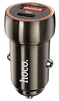 Автомобільний зарядний пристрій Hoco Z46A, PD20W+QC3.0, Metal Gray