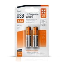 Аккумулятор AAA, 590 mAh, ColorWay, 2 шт, 1.5V, Type-C (5V, 250 mA), Li-Pol (CW-UBAAA-09)