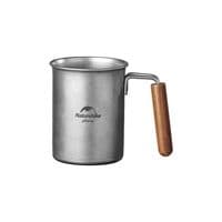 Чашка туристическая Naturehike NH21SJ001 с деревянной ручкой 350 мл нержавеющая сталь (6927595784594)