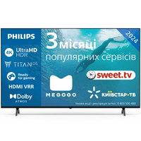 Телевизор 43", 60 Hz, UHD, Titan OS, Pixel Precise, no DV, 200 cd/m2, sound 20W, WiFi 11n SB 43PUS7009/12