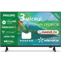 Телевизор 43", 60 Hz, UHD, Titan OS, Pixel Precise Bluetooth, 350 cd/m2, sound 20W 43PUS8319/12