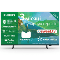 Телевизор 50", 60 Hz, UHD, Titan OS, Pixel Precise Bluetooth, 350 cd/m2, sound 20W 50PUS8319/12